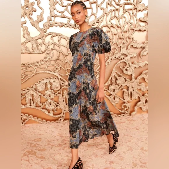 NWT $690 Ulla Johnson Calais Silk Maxi Dress In Azure - Picture 2 of 4